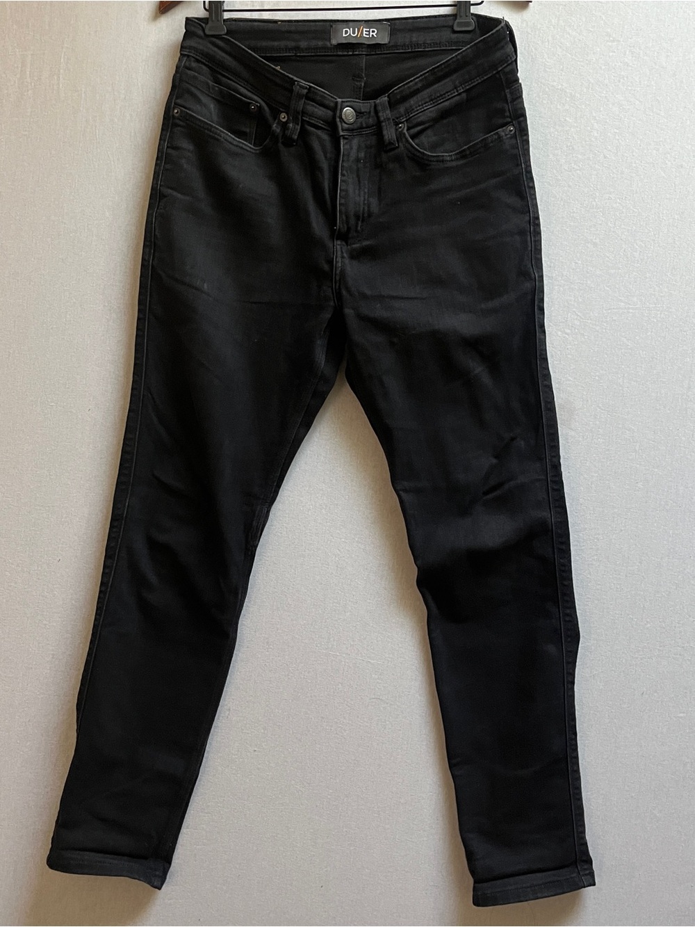 DUER L2X Performance Denim Black Slim Jeans Mens Size 31